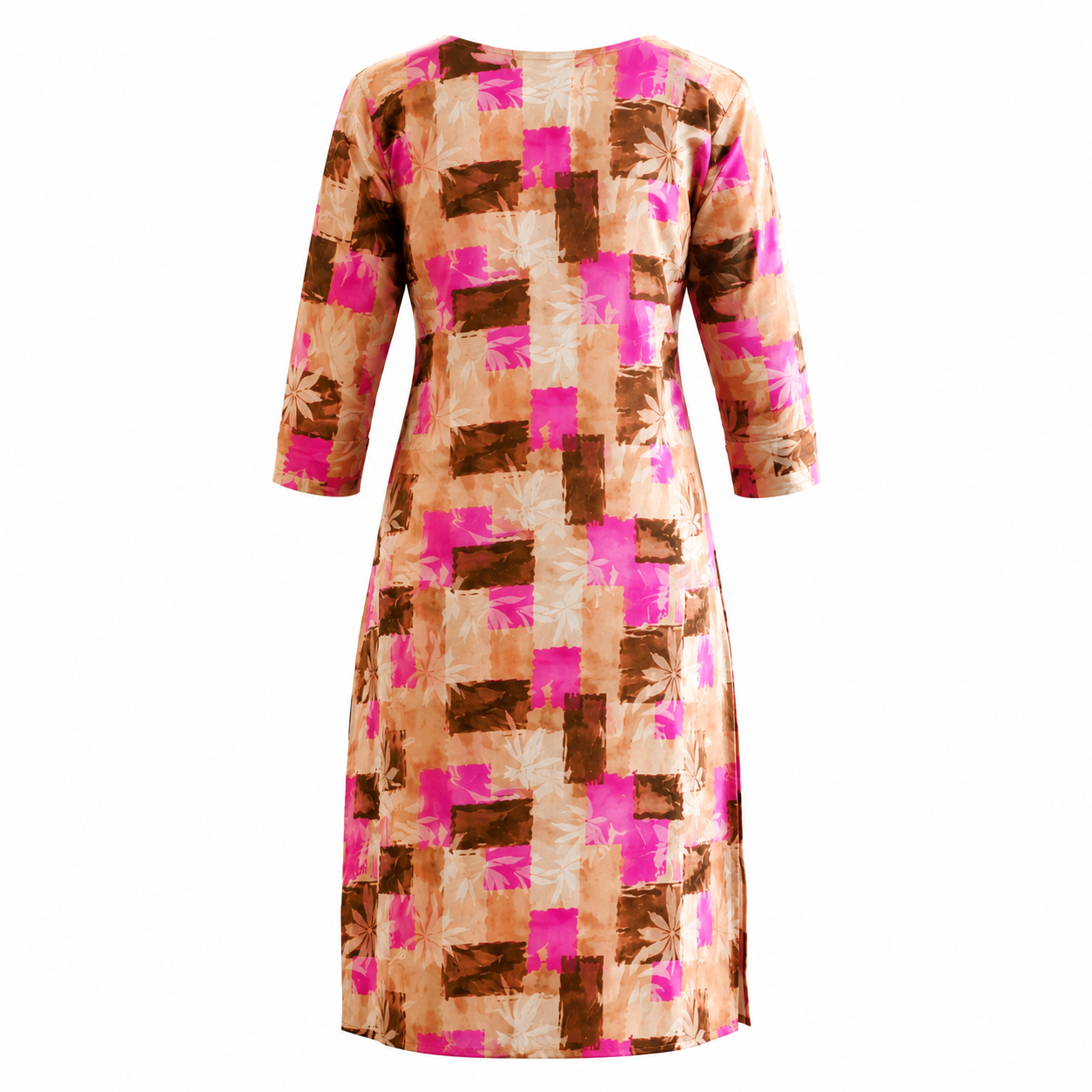Pink Brown Printed Kurti