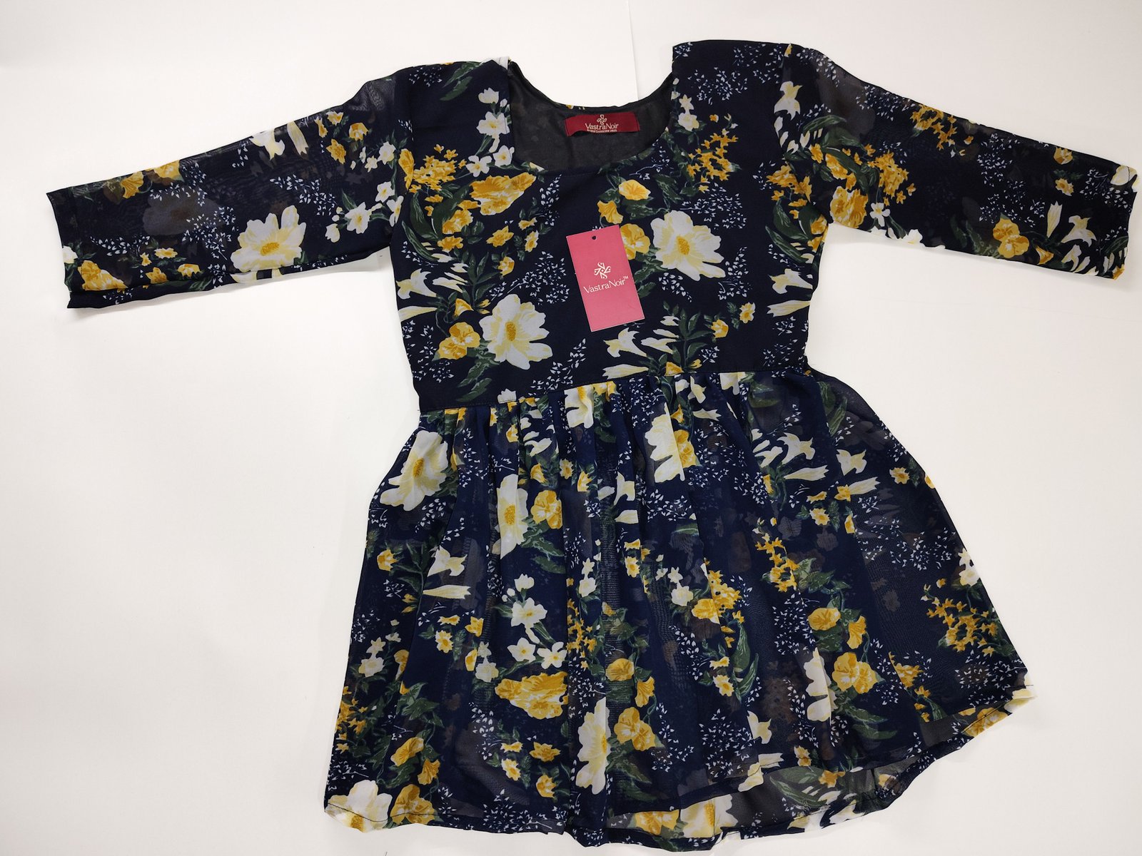 Navy Floral Georgette Top